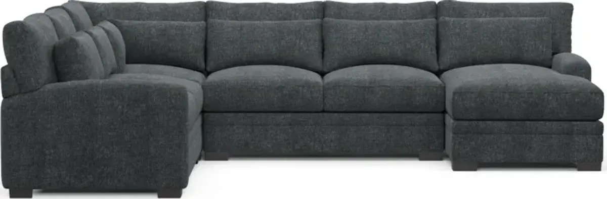 Winston Hybrid Comfort 4-Piece Sectional with Right-Facing Chaise - Contessa Shadow