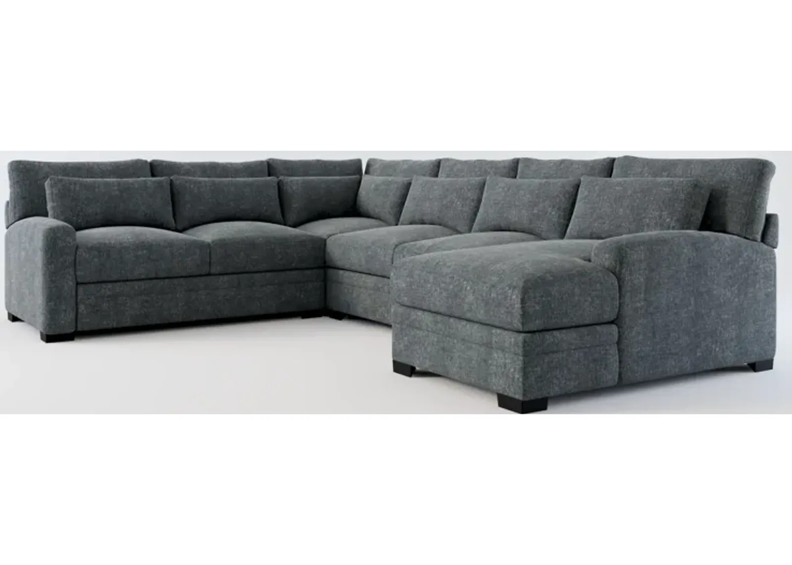 Winston Hybrid Comfort 4-Piece Sectional with Right-Facing Chaise - Contessa Shadow