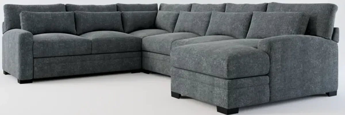 Winston Hybrid Comfort 4-Piece Sectional with Right-Facing Chaise - Contessa Shadow