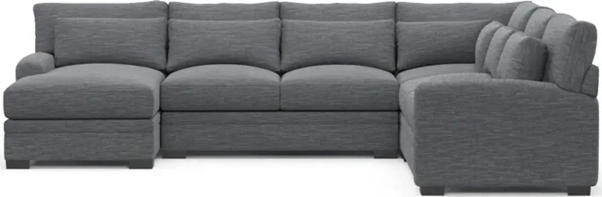 Winston Hybrid Comfort 4-Piece Sectional with Left-Facing Chaise - Dudley Indigo