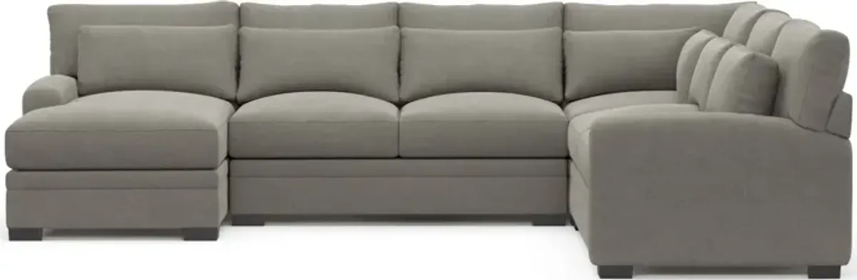 Winston Hybrid Comfort 4-Piece Sectional with Left-Facing Chaise - Abington Fog