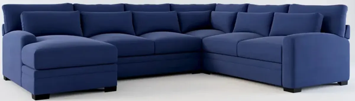 Winston Hybrid Comfort 4-Piece Sectional with Left-Facing Chaise - Abington Indigo