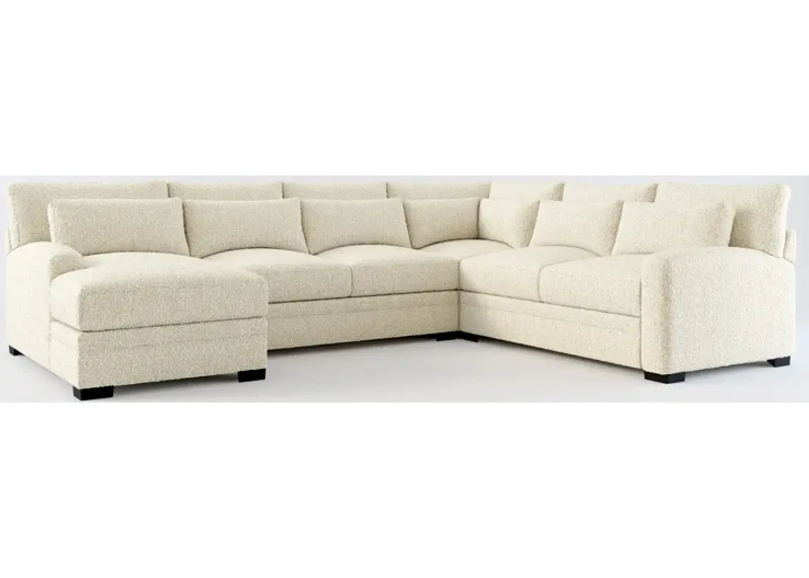 Winston Hybrid Comfort 4-Piece Sectional with Left-Facing Chaise - Bloke Cotton