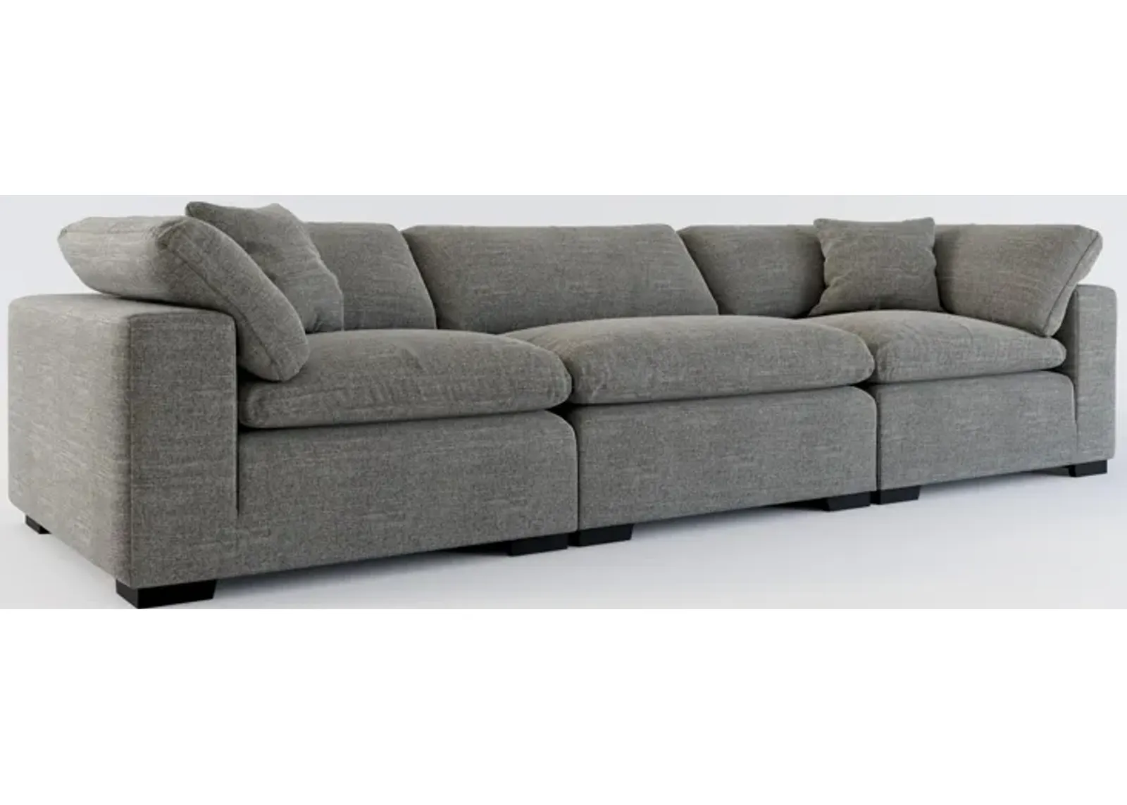 Plush Feathered Comfort 3-Piece Sofa - Curious Charcoal