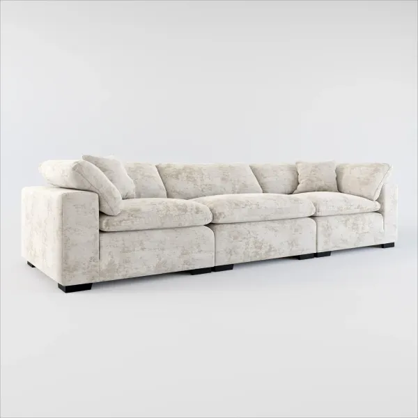 Plush Feathered Comfort 3-Piece Sofa - Hearth Cement