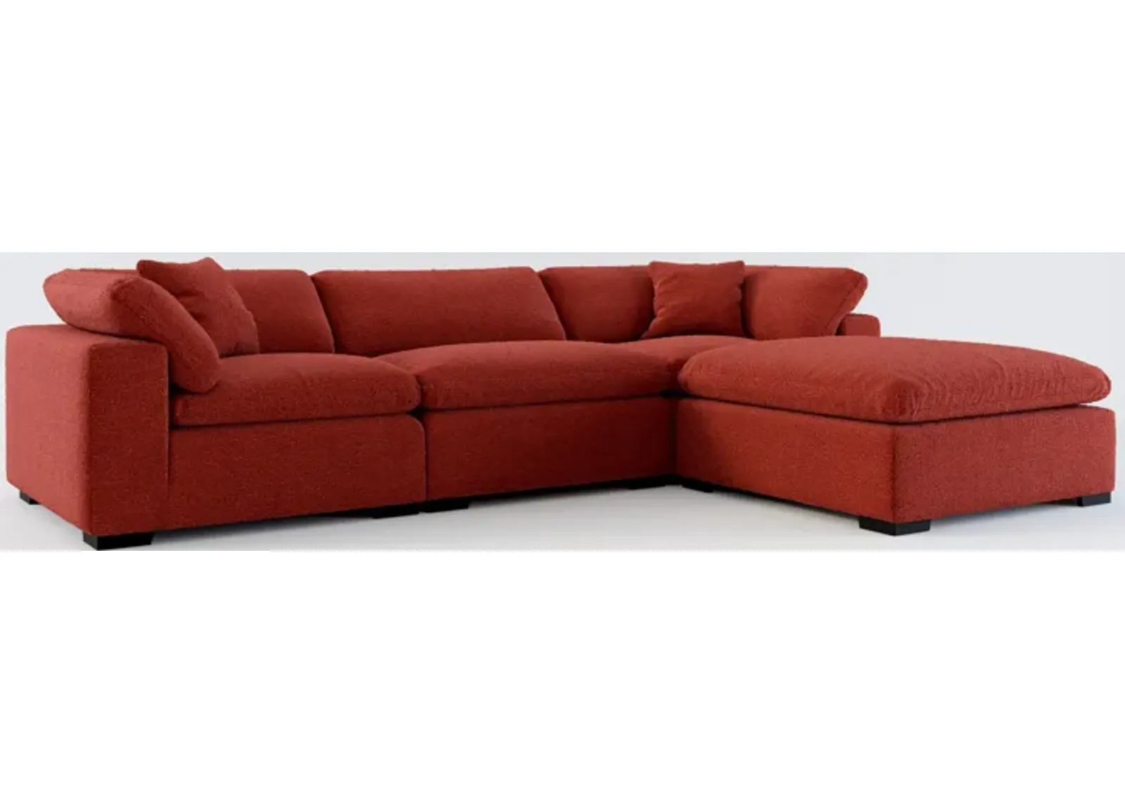 Plush Feathered Comfort 3-Piece Sofa and Ottoman - Bloke Brick