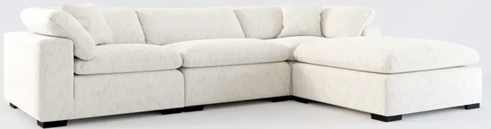 Plush Feathered Comfort 3-Piece Sectional and Ottoman - P.T. Cream