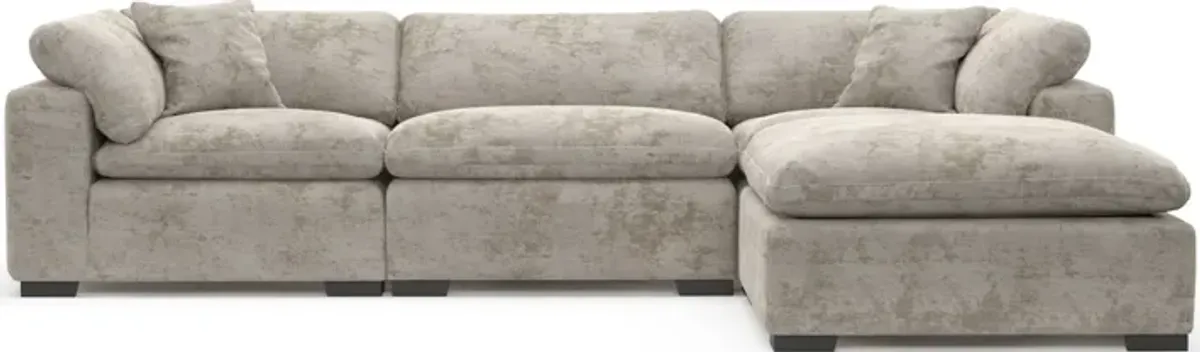 Plush Feathered Comfort 3-Piece Sofa and Ottoman - Hearth Cement