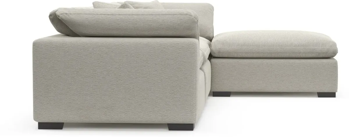 Plush Feathered Comfort 3-Piece Sofa and Ottoman - Everton Grey