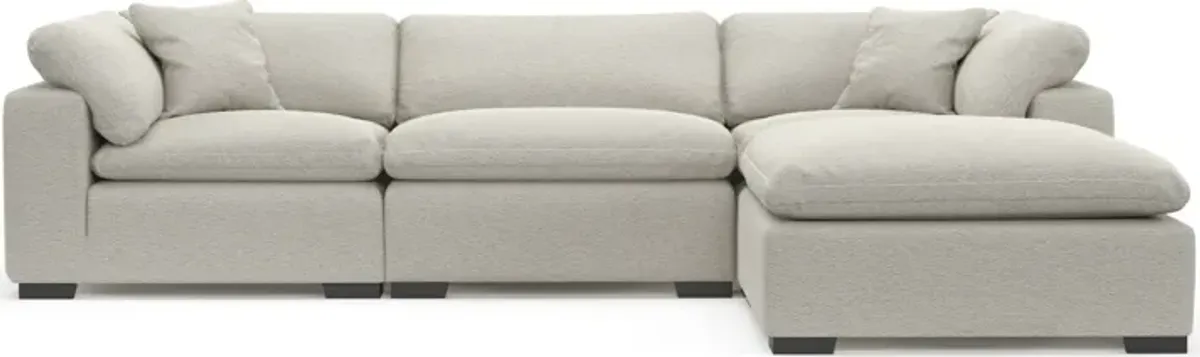 Plush Feathered Comfort 3-Piece Sofa and Ottoman - Everton Grey