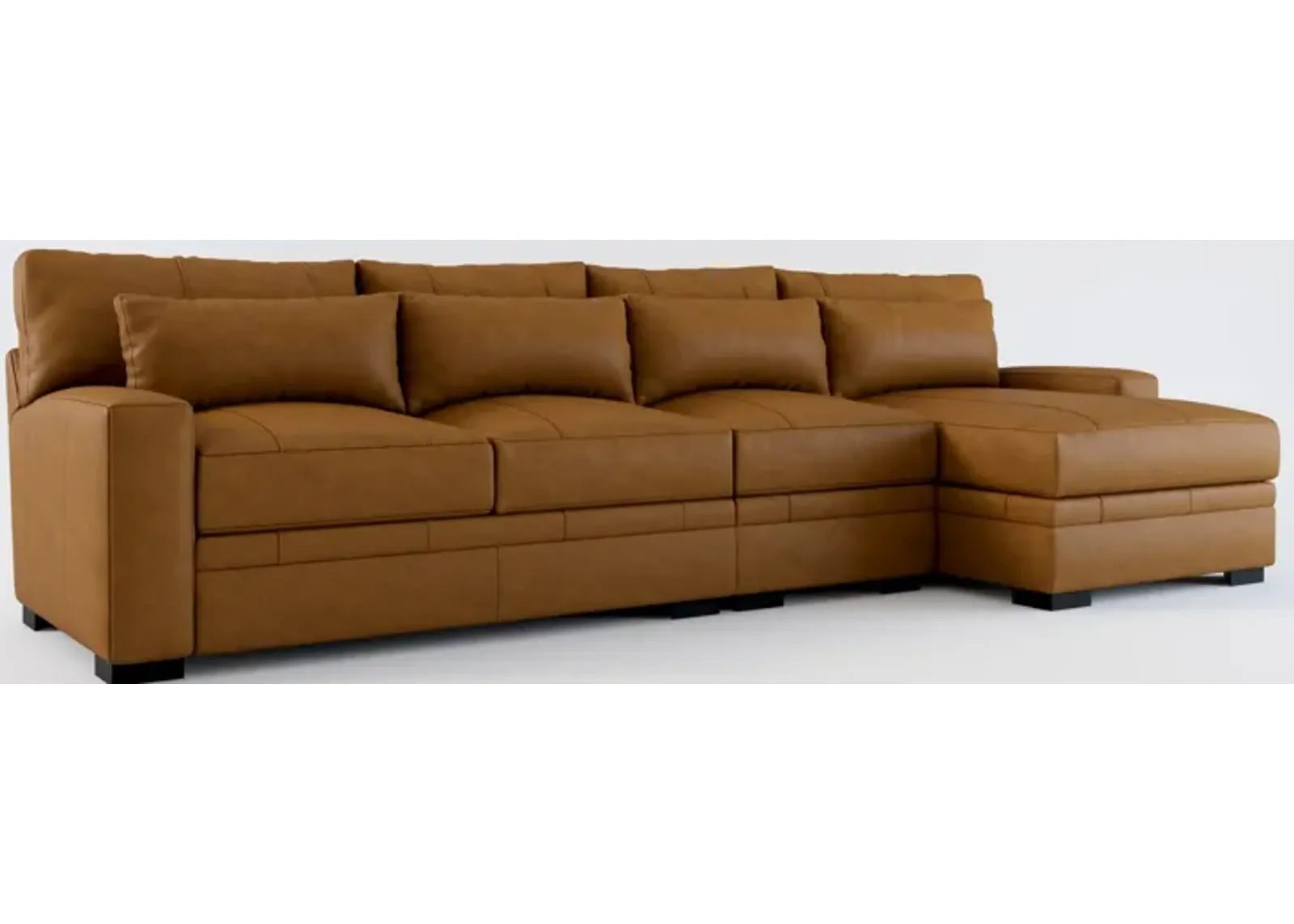 Winston Foam Comfort 3-Piece Sectional with Right-Facing Chaise - Bruno Tan