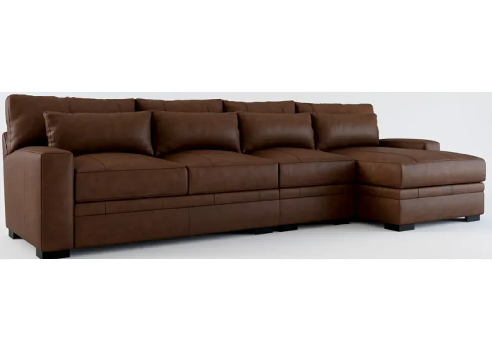 Winston Hybrid Comfort 3-Piece Sectional with Right-Facing Chaise - Bruno Hickory