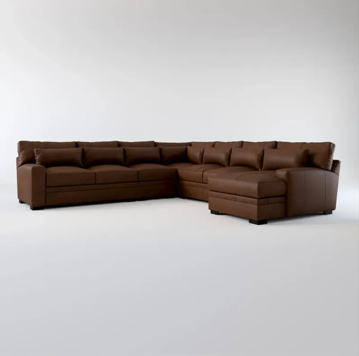 Winston Foam Comfort 5-Piece Sectional with Right-Facing Chaise - Bruno Hickory