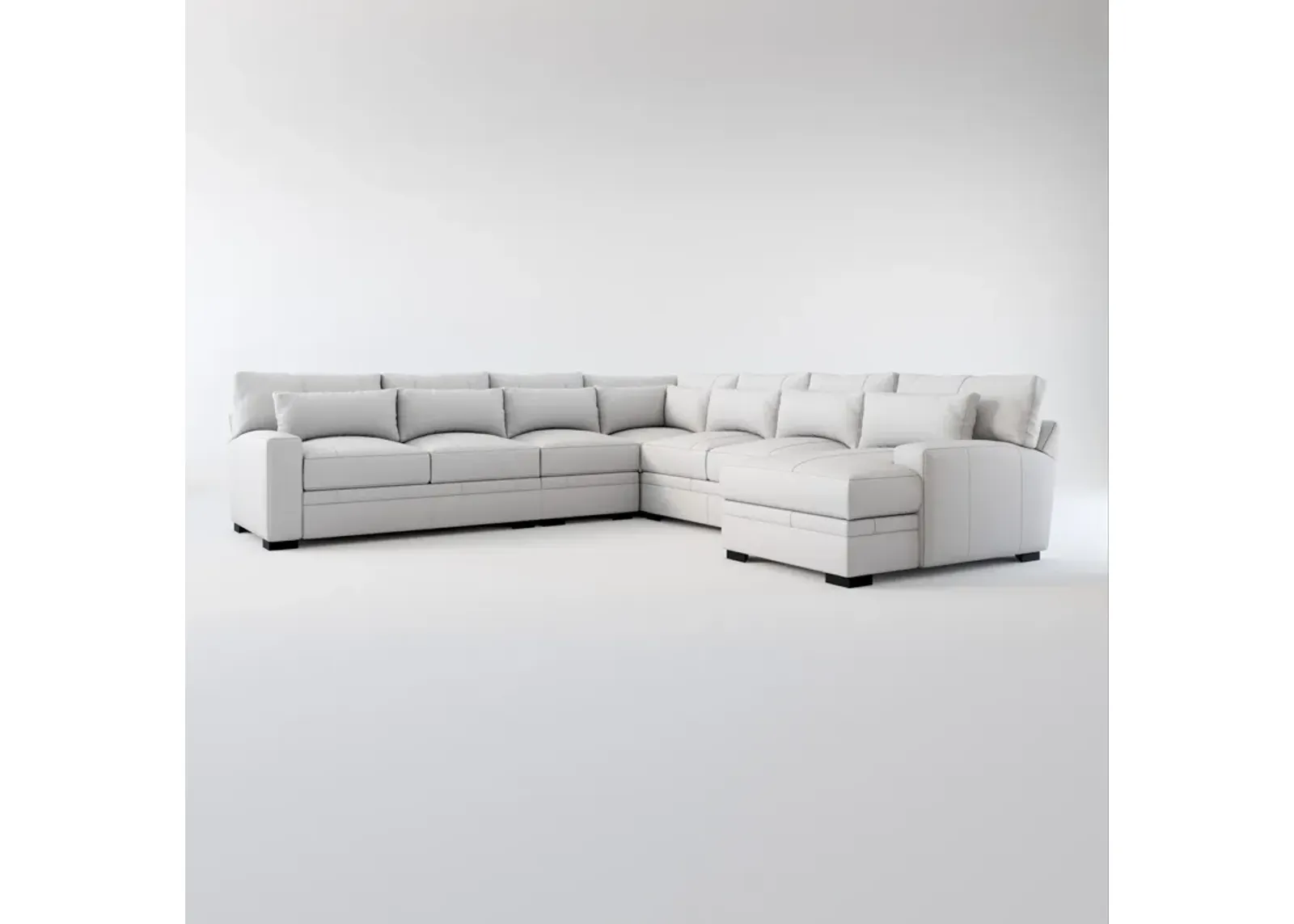 Winston Foam Comfort 5-Piece Sectional with Right-Facing Chaise - Bruno Storm