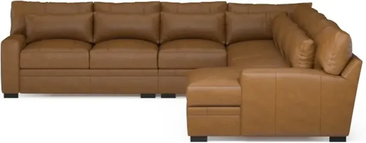 Winston Foam Comfort 5-Piece Sectional with Right-Facing Chaise - Bruno Tan