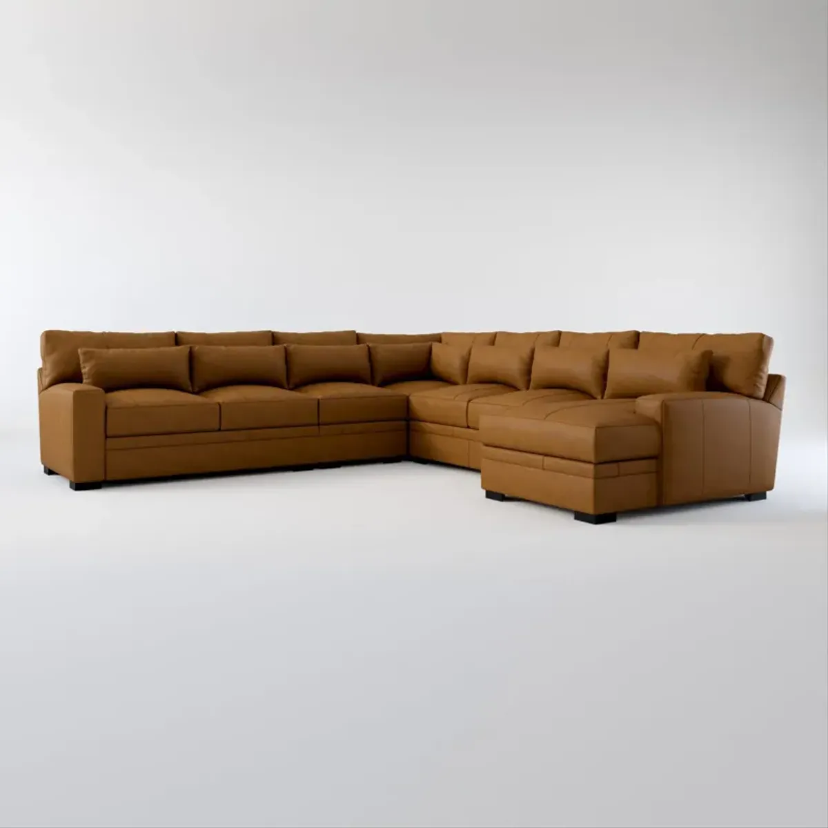 Winston Foam Comfort 5-Piece Sectional with Right-Facing Chaise - Bruno Tan