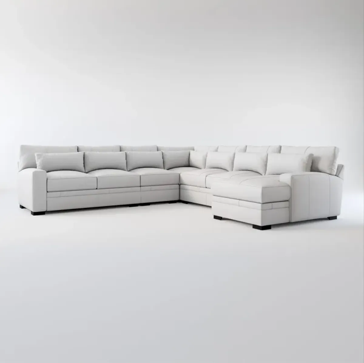 Winston Hybrid Comfort 5-Piece Sectional with Right-Facing Chaise - Bruno Storm