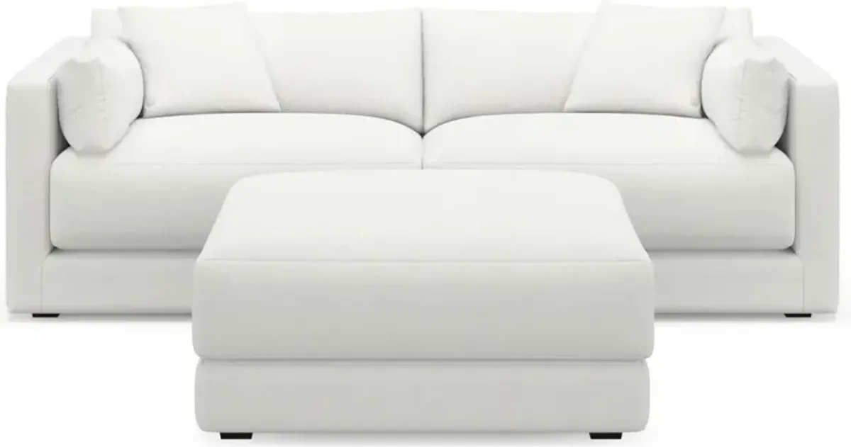 Malibu 2-Piece Sofa and Ottoman - Contessa Vanilla