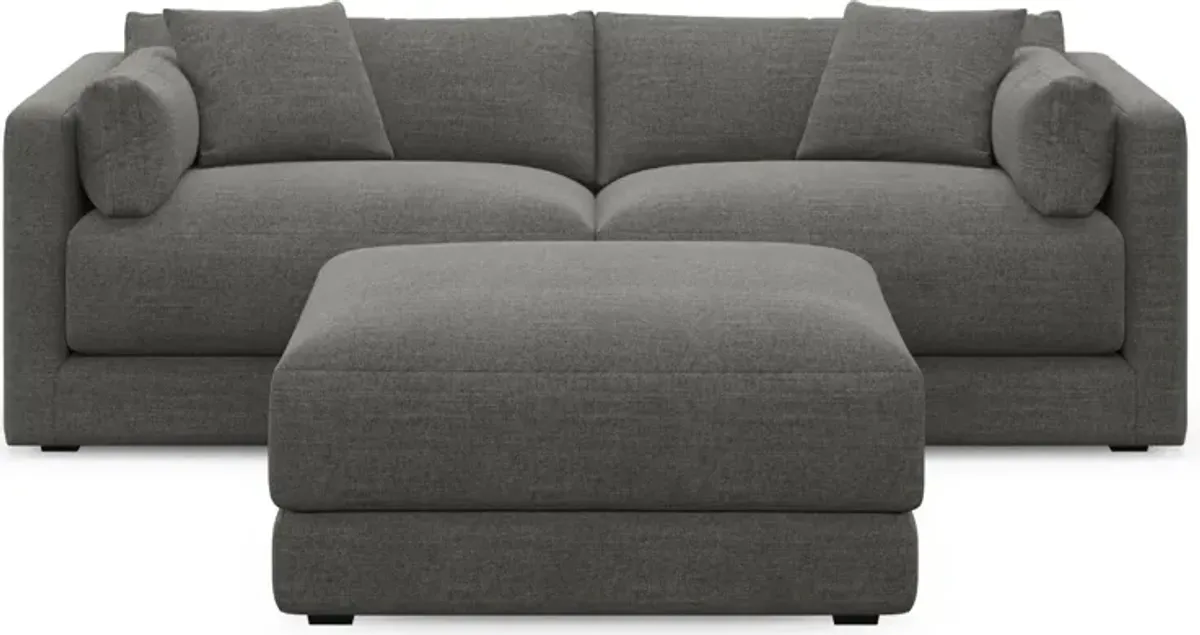 Malibu 2-Piece Sofa and Ottoman - Curious Charcoal