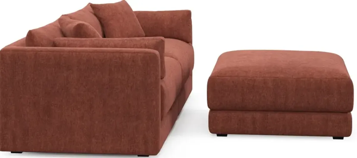 Malibu 2-Piece Sofa and Ottoman - Contessa Paprika