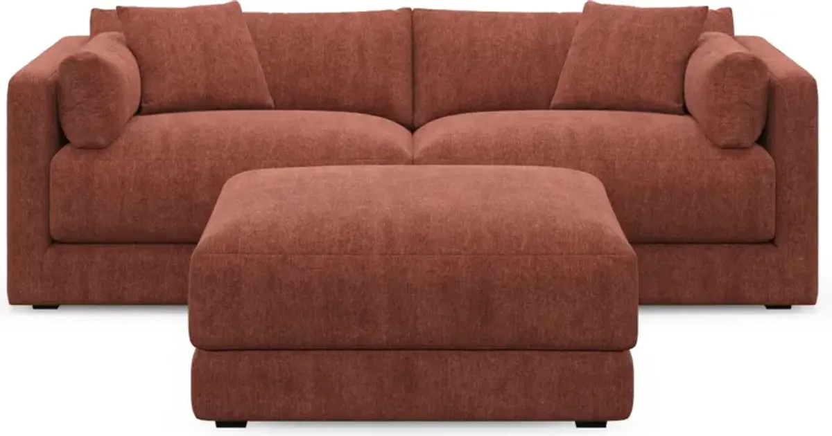 Malibu 2-Piece Sofa and Ottoman - Contessa Paprika