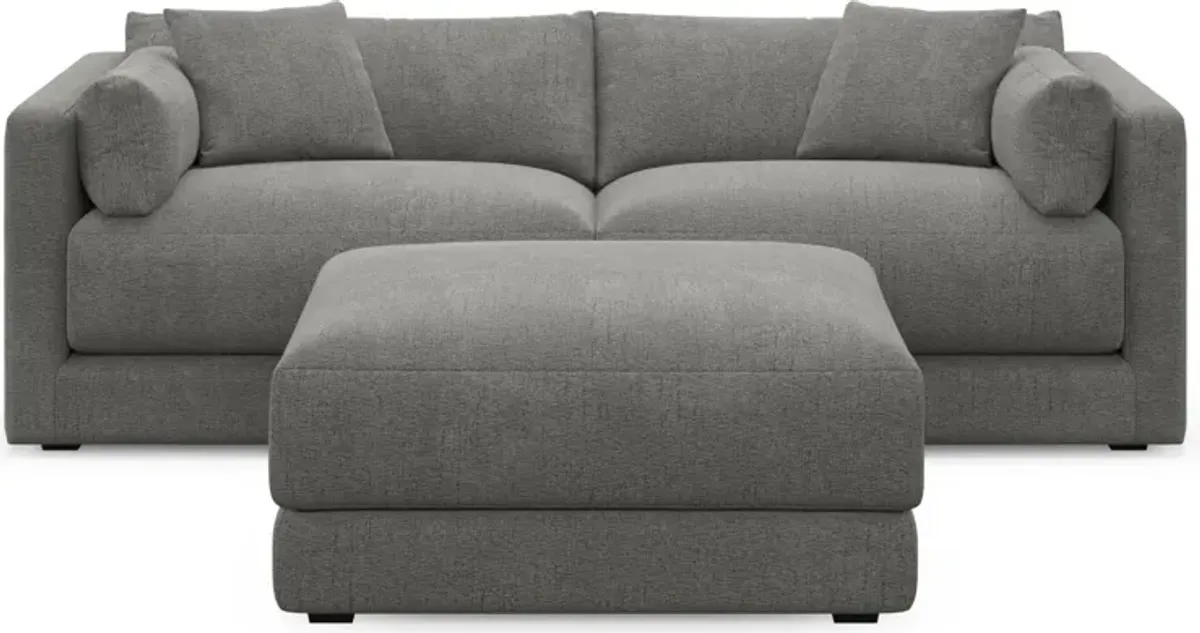 Malibu 2-Piece Sofa and Ottoman - Living Large Charcoal