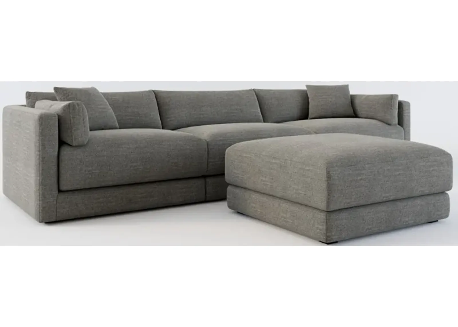 Malibu 3-Piece Sofa and Ottoman - Curious Charcoal