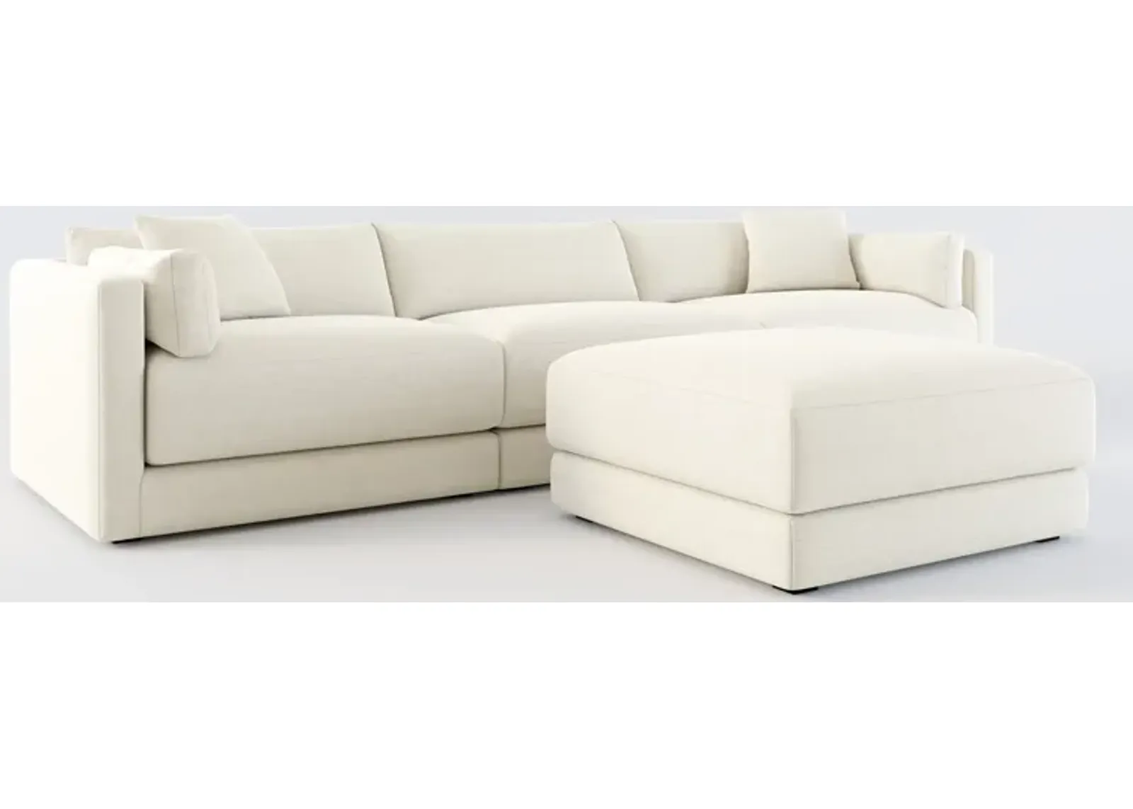 Malibu 3-Piece Sofa and Ottoman - Curious Pearl