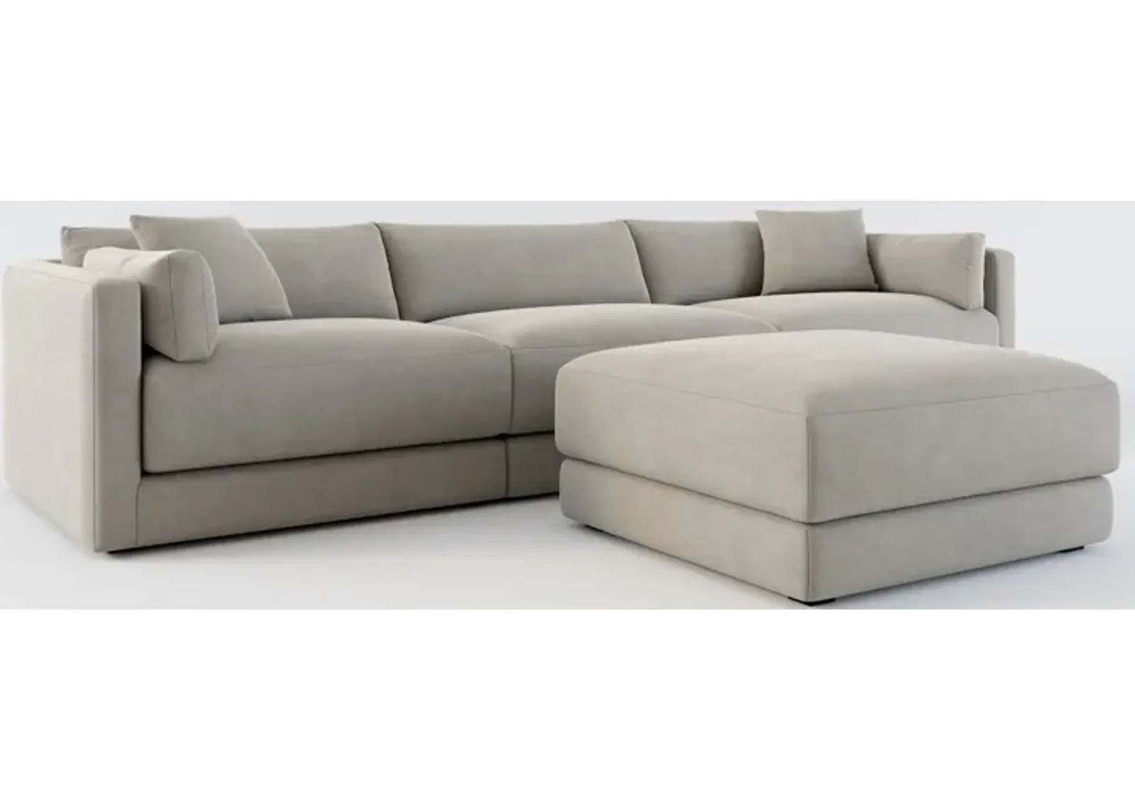 Malibu 3-Piece Sofa and Ottoman - Abington Fog