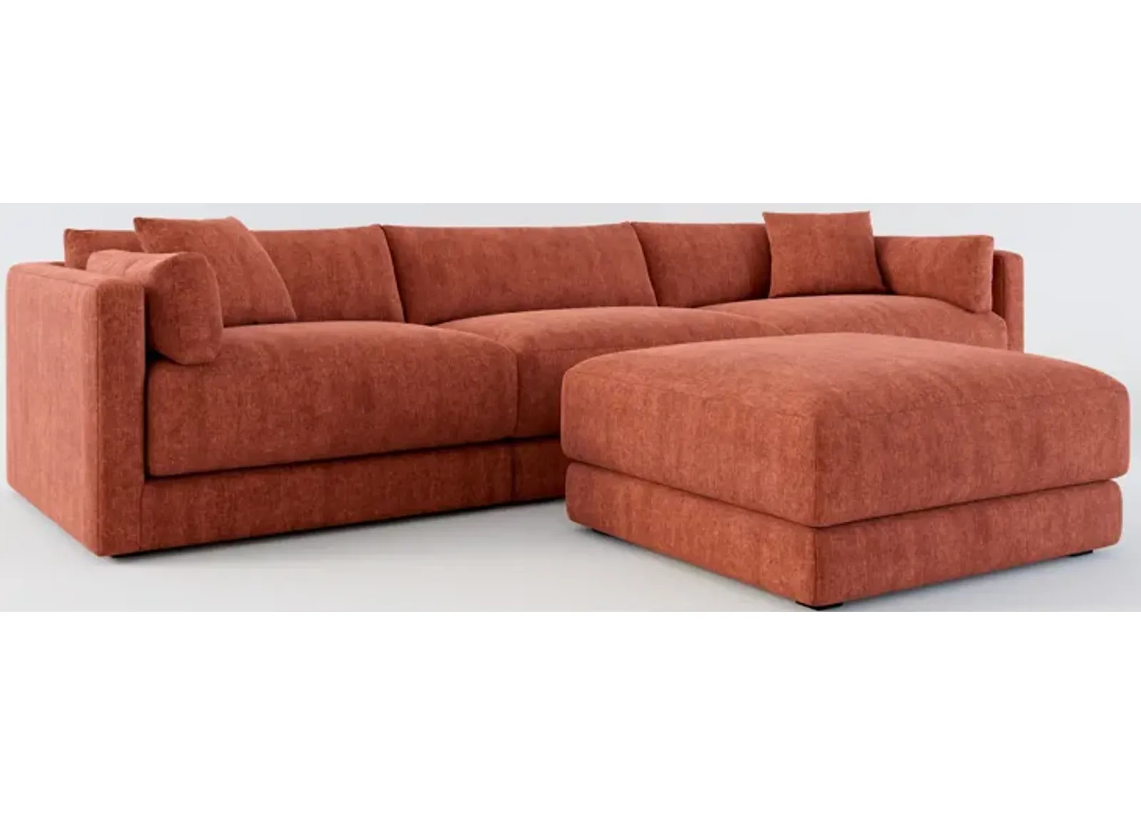 Malibu 3-Piece Sofa and Ottoman - Contessa Paprika