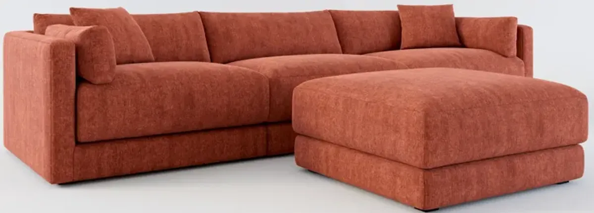 Malibu 3-Piece Sofa and Ottoman - Contessa Paprika