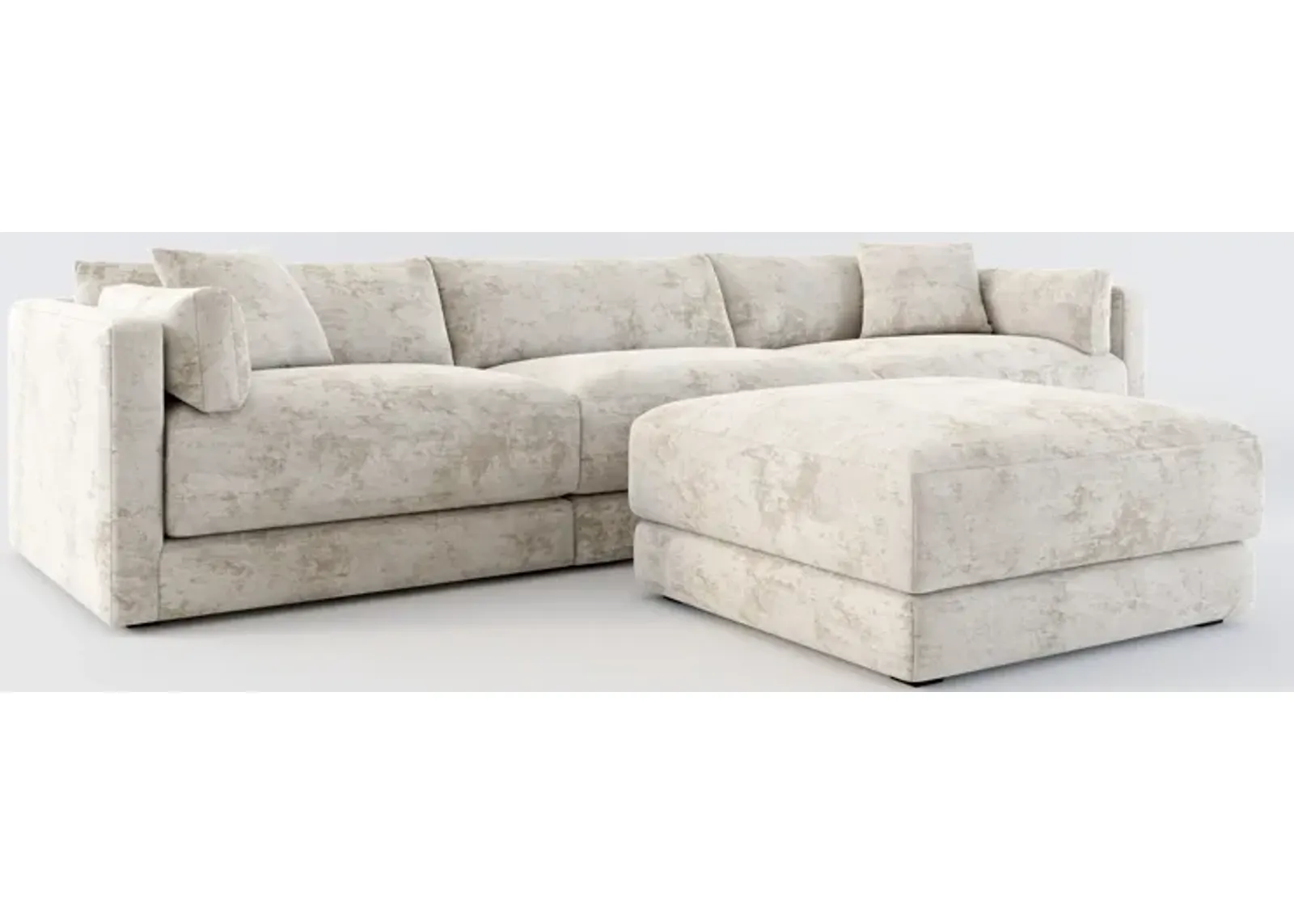 Malibu 3-Piece Sofa and Ottoman - Hearth Cement