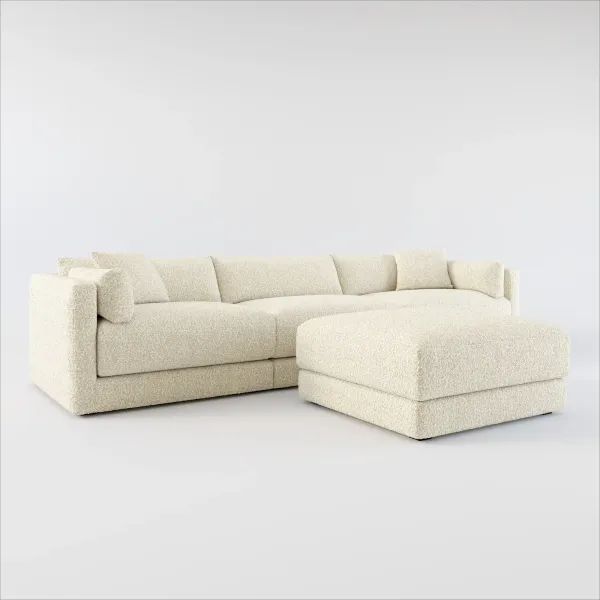 Malibu 3-Piece Sofa and Ottoman - Bloke Cotton