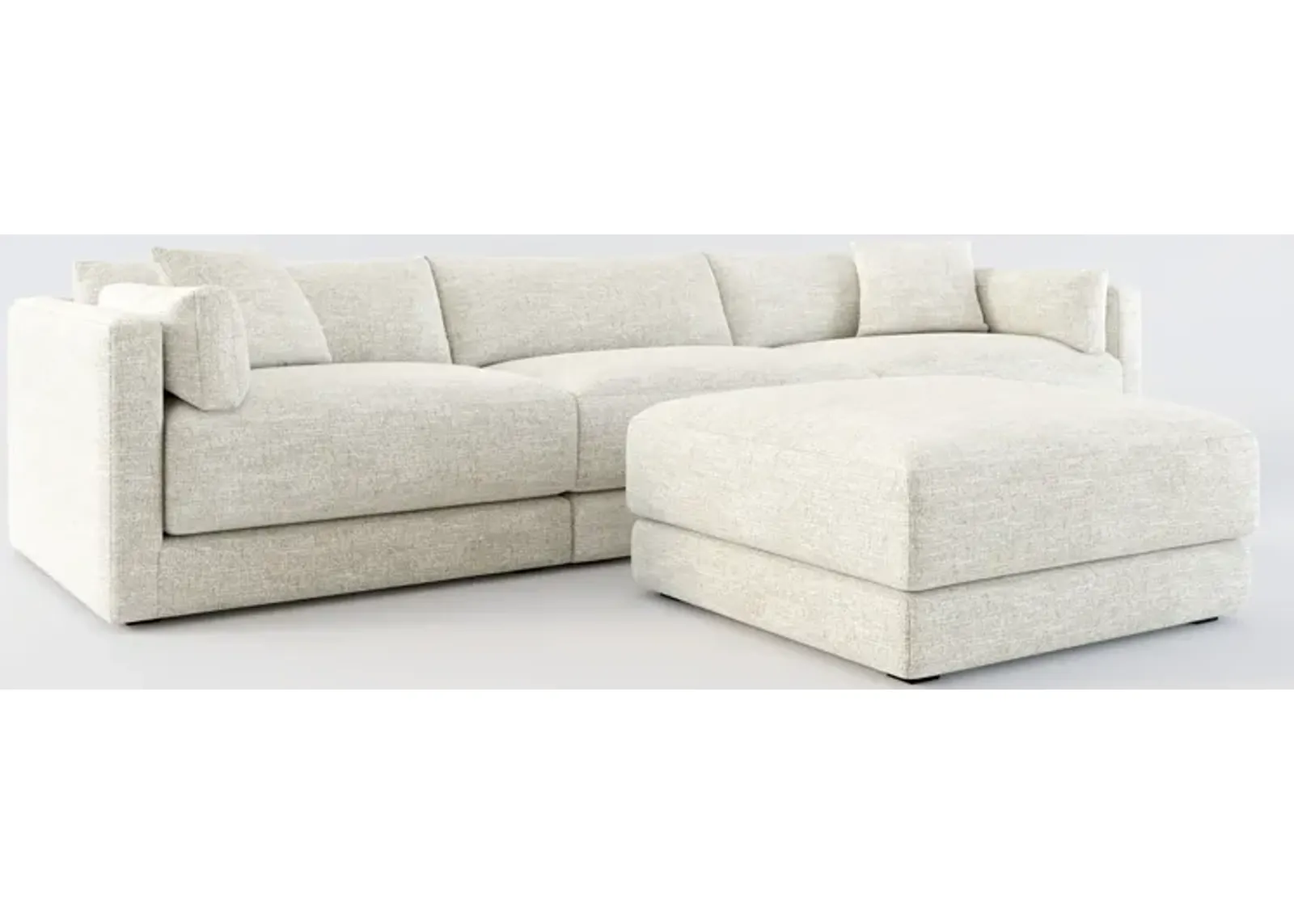 Malibu 3-Piece Sofa and Ottoman - M Ivory