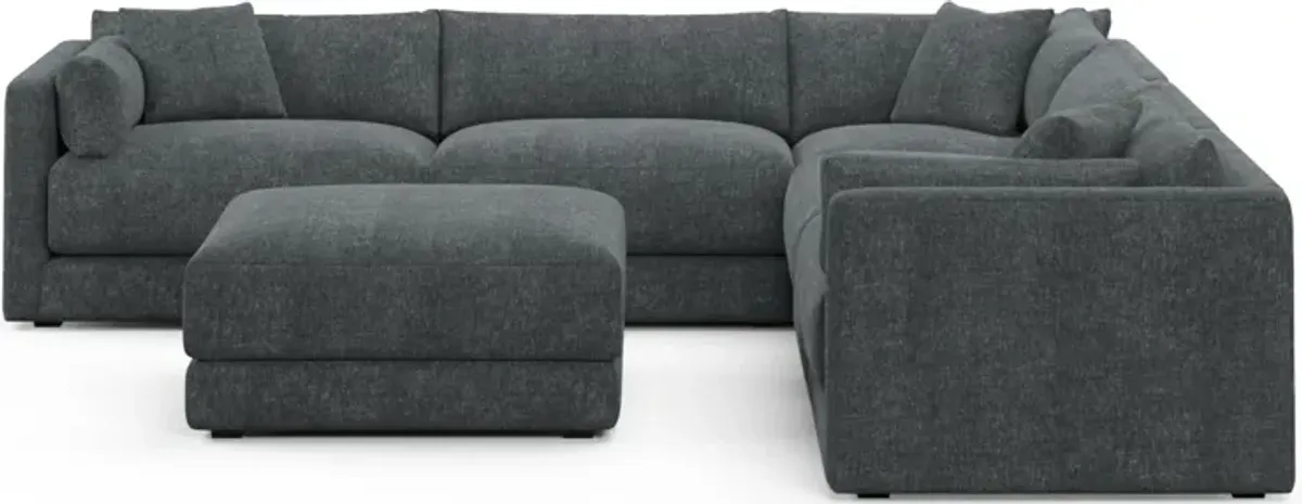 Malibu 5-Piece Sectional and Ottoman - Contessa Shadow