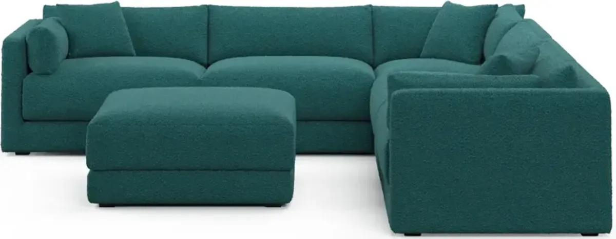 Malibu 5-Piece Sectional and Ottoman - Bloke Peacock