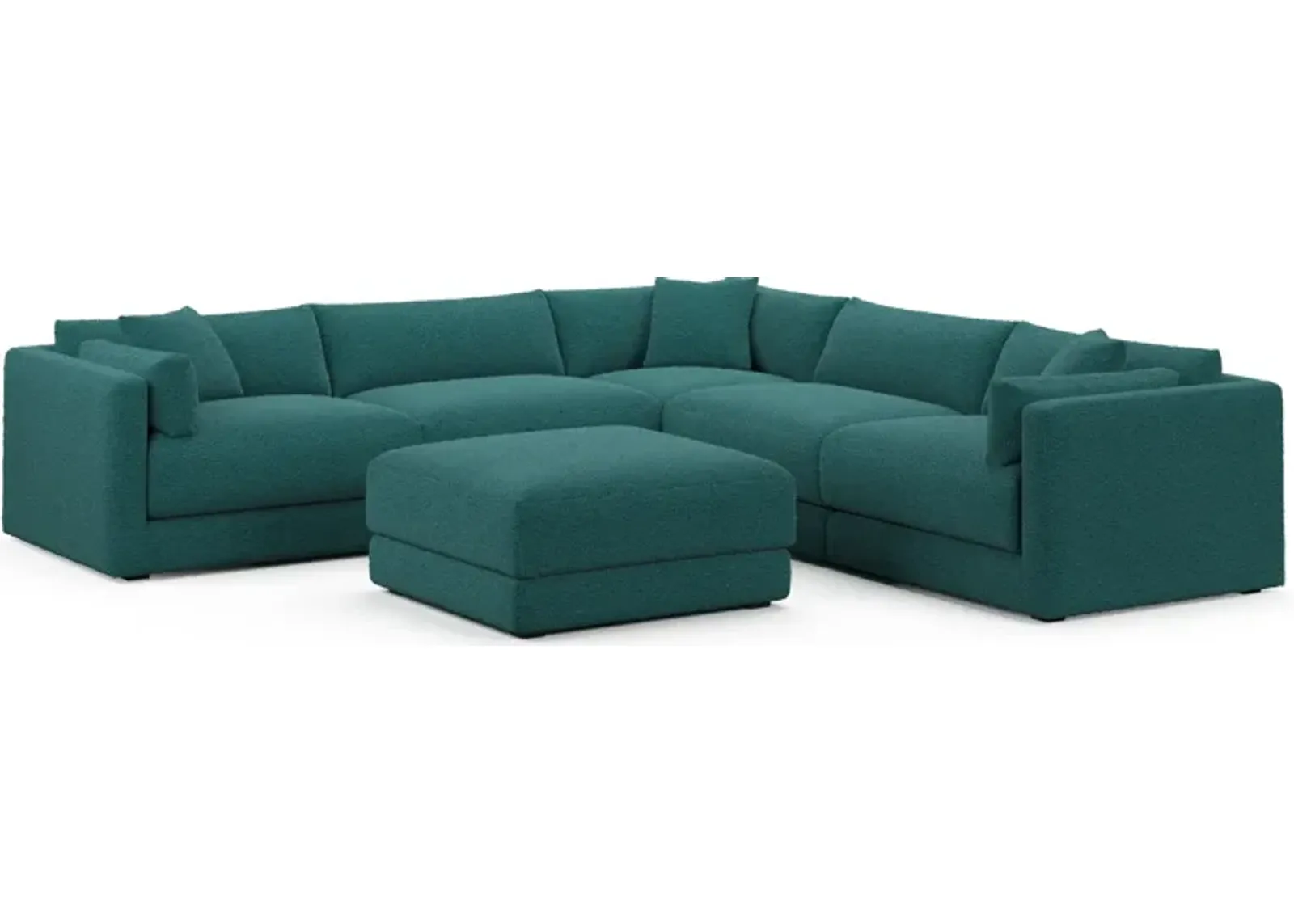 Malibu 5-Piece Sectional and Ottoman - Bloke Peacock