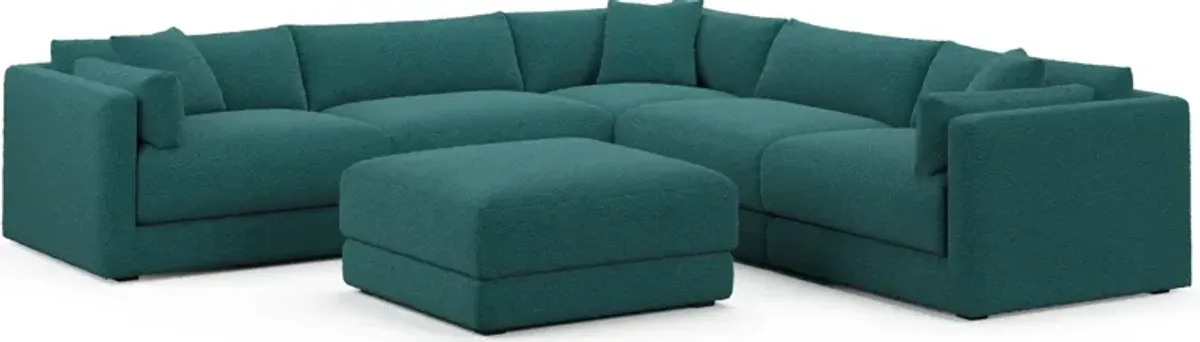 Malibu 5-Piece Sectional and Ottoman - Bloke Peacock