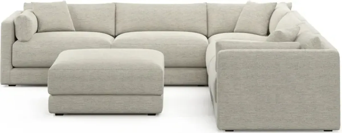 Malibu 5-Piece Sectional and Ottoman - Merino Chalk