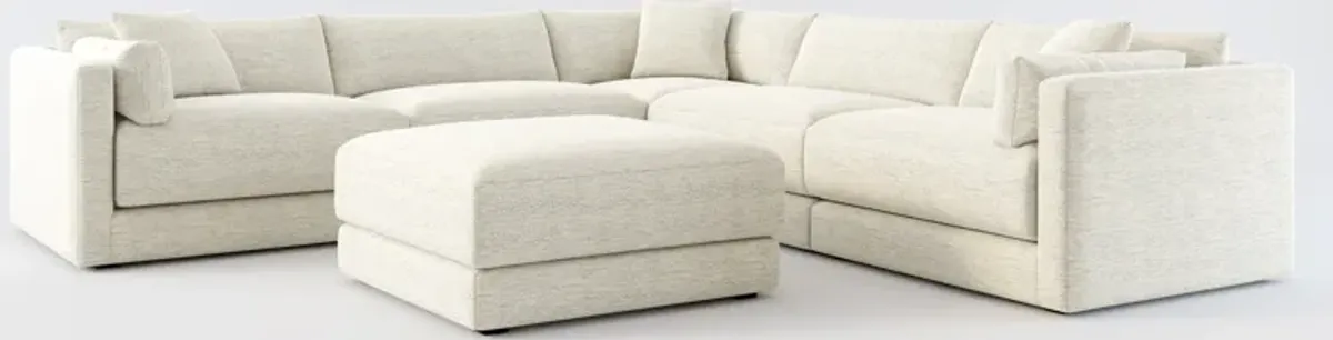 Malibu 5-Piece Sectional and Ottoman - Merino Chalk