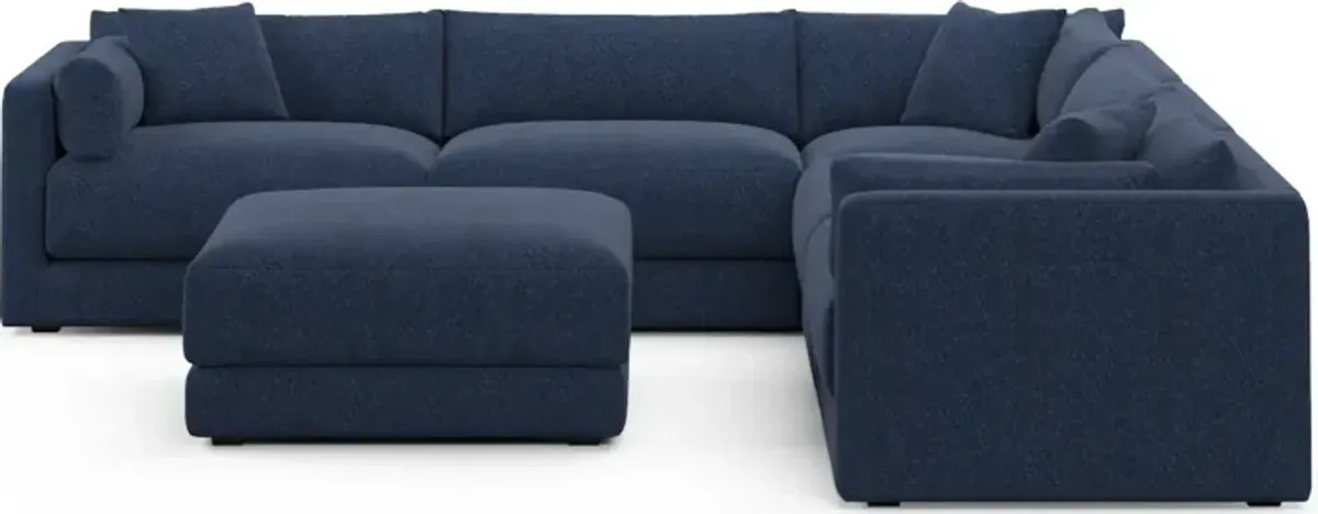 Malibu 5-Piece Sectional and Ottoman - Oslo Navy