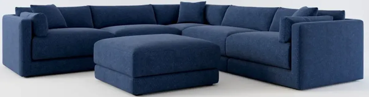 Malibu 5-Piece Sectional and Ottoman - Oslo Navy