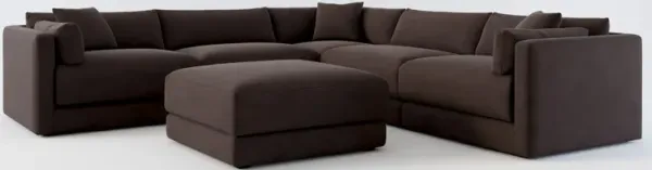 Malibu 5-Piece Sectional and Ottoman - Merrimac Dark Brown