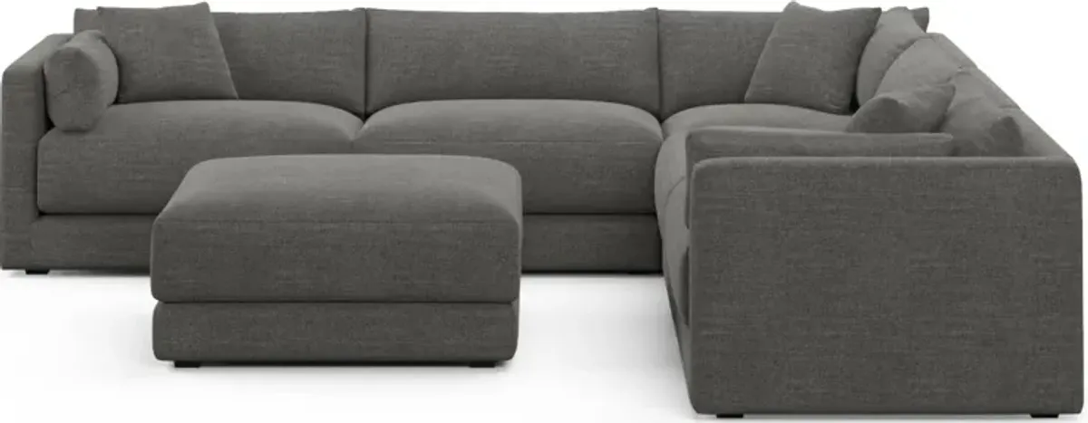 Malibu 5-Piece Sectional and Ottoman - Curious Charcoal