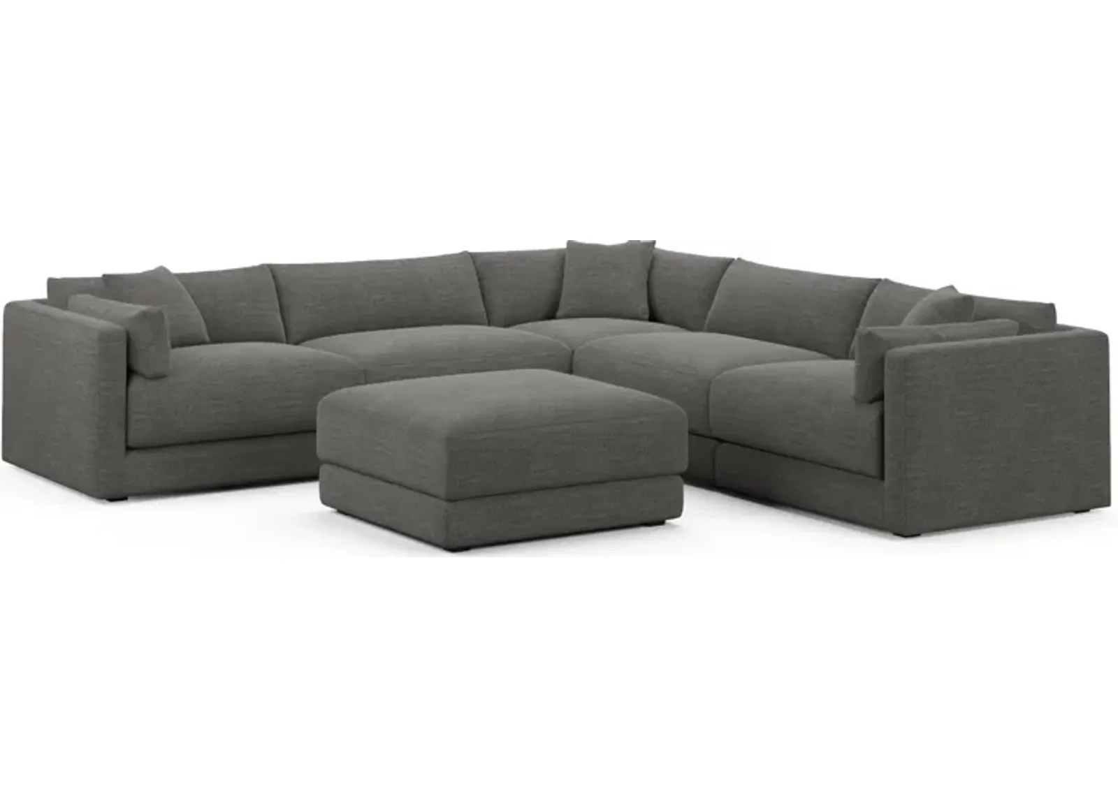 Malibu 5-Piece Sectional and Ottoman - Curious Charcoal