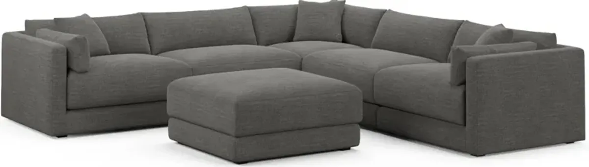 Malibu 5-Piece Sectional and Ottoman - Curious Charcoal