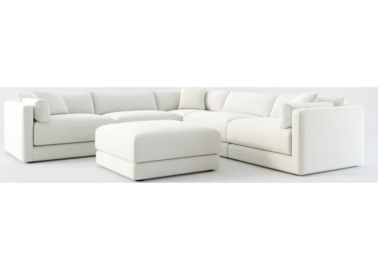 Malibu 5-Piece Sectional and Ottoman - Oslo Snow