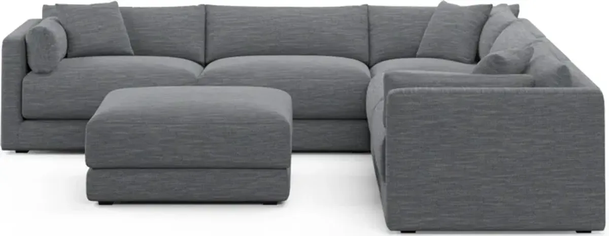 Malibu 5-Piece Sectional and Ottoman - Dudley Indigo