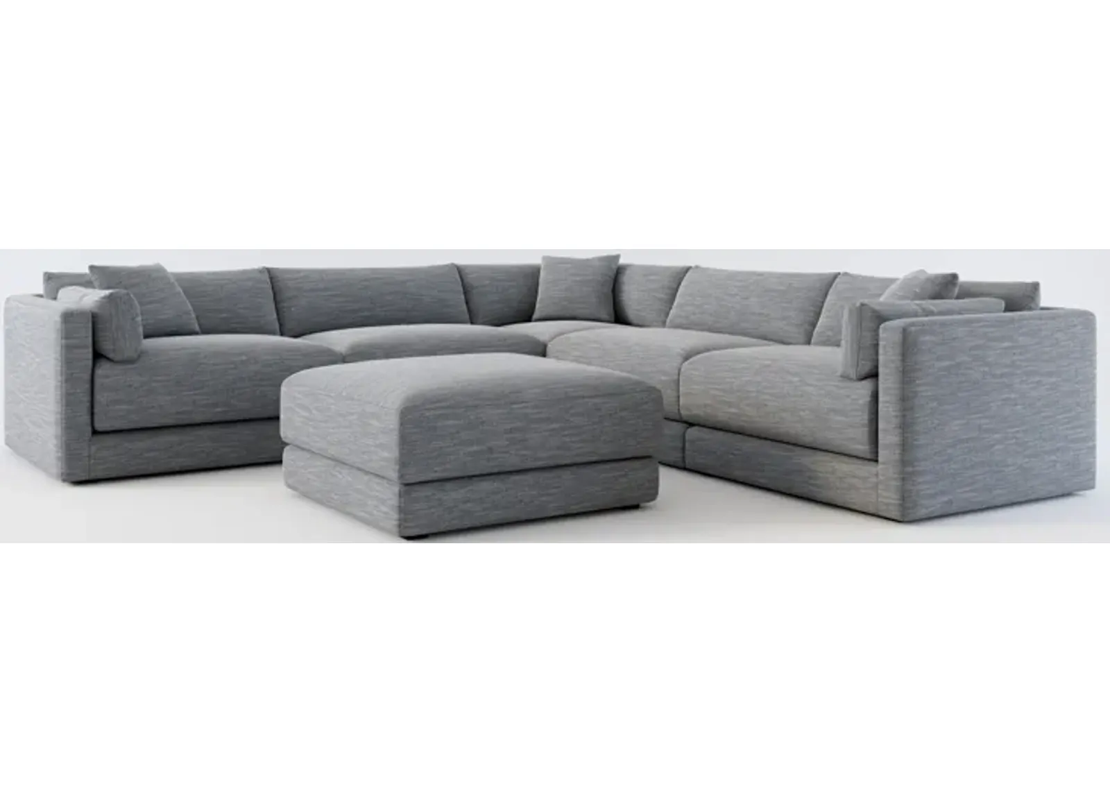 Malibu 5-Piece Sectional and Ottoman - Dudley Indigo