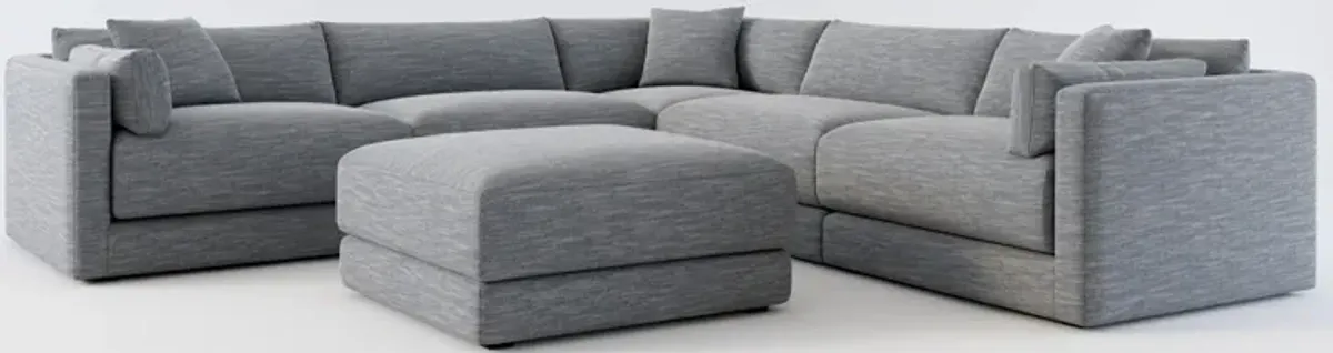 Malibu 5-Piece Sectional and Ottoman - Dudley Indigo